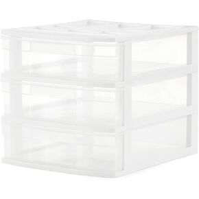 Gracious Living 4-Drawer Desktop and Countertop Organizer Drawer Set, White/Clear