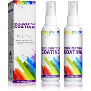 Sublimation Coating Spray, Sublimation Spray for Cotton Shirts, Polyester, T-shirts, Carton, Wood Canvas, Handbag, Quick Dry & Super Adhesion, High Gloss Sublimation Coating for All Fabric 2X100ML