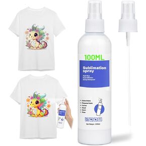 Sublimation Spray for Cotton Shirts with 2 Nozzles, 100ml Upgraded Formula Sublimation Coating Spray for All Fabric,High Gloss,Quick Drying and Adhesive Spray for Polyester,Carton,Tote Bag,Mug