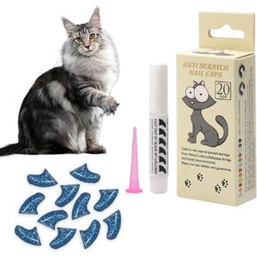 Cat Nail Caps with Glue - 20pcs Pet Kitten Cat Claw Caps Cat Claw Covers for Small Medium Large Cats - Crystal Gold M