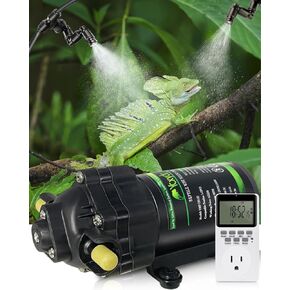 Automatic Reptile Mister System, Misting System with Timer, Reptile Humidifiers Quiet Pump Expandable to 10 Fine Mist Nozzles, Terrarium Mister with Programmable Timer Accurate to The Second