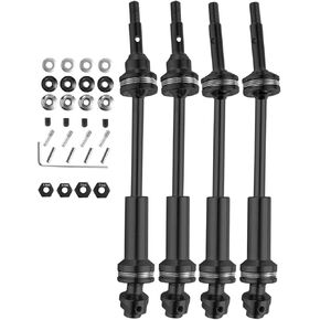 RC Stainless Steel Drive Shaft CVD Upgrades Part for 1/10 Slash VXL 4X4,Rustler VXL 4X4,Stampede VXL 4X4,Hoss VXL 4X4 4WD,4PCS Front Rear #45 Axles with Hex,Black