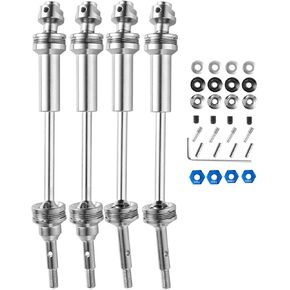 RC Stainless Steel Drive Shaft CVD Upgrades Part for 1/10 Slash VXL 4X4,Rustler VXL 4X4,Stampede VXL 4X4,Hoss VXL 4X4 4WD,4PCS Front Rear #45 Axles with Hex,Black