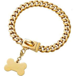 Strong Stainless Steel Cuban Link Dog Chain Collar,Pet Necklace Walking Collar for Medium,Large Dogs(Length - 22'')