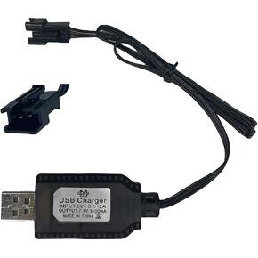 كابل شاحن USB 7.4 فولت مع قابس SM-3PIN متوافق مع RC سيارة RC وطائرة RC وقارب RC وغيرها من ألعاب التحكم عن بعد لشاحن USB لبطارية ليبو 7.4 فولت 2S مع حماية البطارية