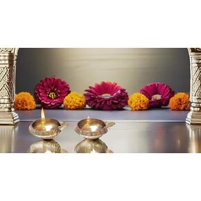 Brass City 2 pc Handmade Golden Engraved Kuber Diya Made of Virgin Brass. Diwali Diya Vilakku for Puja Pooja. Traditional Indian Oil Lamp. Deepawali Decoration Gift Items (set of 2)