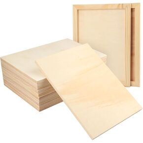 GNIEMCKIN 14 Pack Wooden Canvas Boards for Painting, 9 x 12 Inch Wood Canvas for Art Projects, Cradled Artist Wood Panels for Oil, Acrylic, Encaustic, Wood Burning, Pouring and More