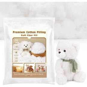 ZXIIXZ 0.22lb Cotton Stuffing, 3.5oz White Cotton Filling, Stuffing for Stuffed Animals, Premium Fiber Fill Stuffing for Small Crochet, Pillow DIY Stuffing Home Crafts