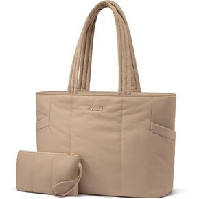 LOVEVOOK Laptop Bag for Women, Lightweight Puffy Work Tote Bag with Clutch Purse, 15.6 Inch Computer Briefcase Bag