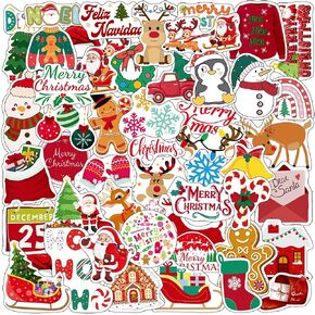 Christmas Stickers Santa Claus Stickers Decorations Party Favors Supplies Laptop Decal Décor Gift for Kids Teen Adult Merry Xmas Snow Craft Winter Holiday Festival Funny Reindeer