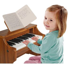Wood City Wooden Piano Toys (25 Keys) Mini Music Educational Instrument Toy Toddler Baby Kids Piano Keyboard with Music Stand and Color Coded Keyboard Stickers for 3-7 Year Old