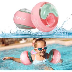 Arm Floaties for kids 1-6 Yrs, Inflatable Arm bands Float As Floater Sleeves & Swimmies 3-Chambers Independent Safety System for Toddler Weight 10-55 LB. Pink Water Wings.(XS:1-3Yrs/S:2-6Yrs)
