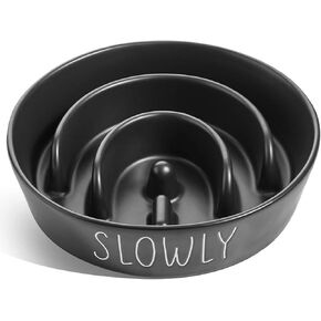 Dog Slow Feeder Bowl Ceramic, 1.5 Cups Puzzle Maze Food Bowl for Small Medium Large Breed, Puppy for Fast Eater to Slow Down Eating
