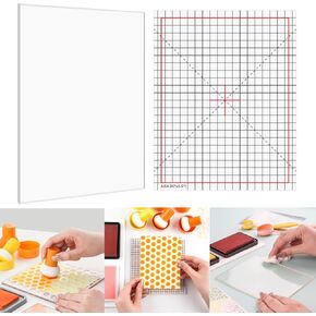 Briartw 4.75x6 Grip Mat with Printed Guides,Multi-Use Non-Slip Sticky Mats Fit in Mini-size Stamp Positioning Tool,Photopolymer Mat for Centering & Aligning Tape-free Stenciling Ink Blending