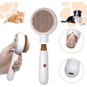 2 in 1 Pet Brush and Nail Grinder, Rechargeable Self-Cleaning Slicker Cat Brush for Shedding and Grooming, Pet Paws Nail Trimmers for Small & Medium Dogs