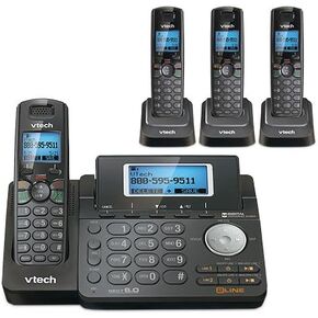 VTech DS6151-11 DECT 6.0 2-Line Expandable Cordless Phone + (3) DS6101-11 Accessory Handset, Black