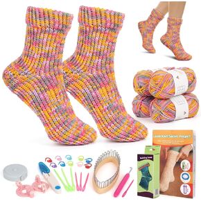 مجموعة نول تخزين عيد الميلاد للمبتدئين من آيليك، مجموعة نول حياكة جورب بيضاوية مع 4 خيوط، تعليمات خطوة بخطوة، صانع بوم بوم للبالغين، طقم نول سهل للمبتدئين، هدايا DIY in Kuwait