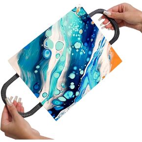 SplashNcolor 4-Pack مقابض قماشية لصب الطلاء، مقابض قماشية سوداء قابلة للربط وحامل إطار لسهولة إمالة القماش، أدوات صب طلاء أكريليك خالية من الفوضى للفنانين السوائل (أسود)
