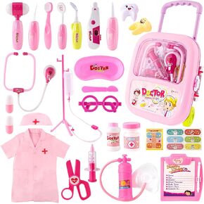 Doctor Kit for Kids, Pretend Playset kit for Toddlers 3-5 with Medical Storage Bag & Real Stethoscope, for Girls Fun Role Playing Game, Doctor Pretend Play for Kids Toddlers