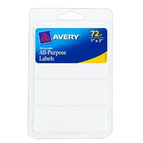 Avery Removable Labels, Rectangular, 1" x 3", White, Pack of 72 (06728)