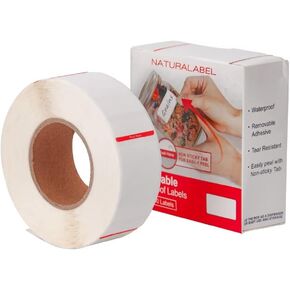 Naturalabel 500 PCS Blank Removable Freezer Labels, 1" x 2" Food Labels for Containers, Freezer Tape to Write on, Easy Peel-Off Design, No Residue, with a Dispenser
