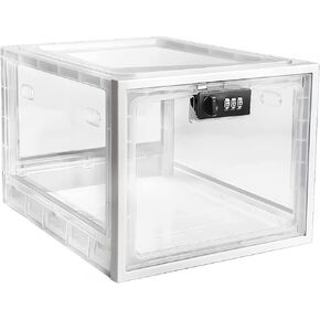 Fridge Lock Box - Food Snack Locker Combo, Clear Lockable Storage Containers for Cell Phone, Tablet, Computer, Video Game, Electronics Devices Kids Large, Refrigerator Lockbox Medicine
