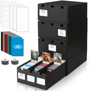 Trading Card Storage Box,12000+ Cardboard Card Storage Box with 48 Card Dividers&Label&Tapes,Trading Card Organizer for Collectible Card Games,for TCG,YuGiOh,MTG,PTCG,Baseball Cards and Sport Cards