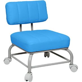 Rolling Stool Chair with Back Support Rolling Seat Heavy Duty Roller Chair Cute for Garage Mechanic Kids Home Flooring and Cleaning Azure