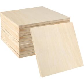LEXININ 12 Pack 6 x 6 Inch Square Wooden Panels, 15 x 15 x 1.5cm Unfinished Square Wood Canvas Board, Cradled Painting Panel for DIY Art Craft