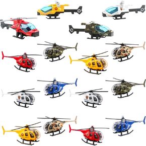16 Pack Diecast Helicopters Toy Small Helicopters Model Police Fire Engineering Military Helicopters for Kids Birthday Children's Day Party Gifts Classroom Rewards