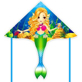 طائرة ورقية على شكل حورية البحر من Mint's Colourful Life، كبيرة الحجم، بوليستر، متعددة الألوان، إطار من الألياف الزجاجية، سهلة الطيران للأطفال والكبار
