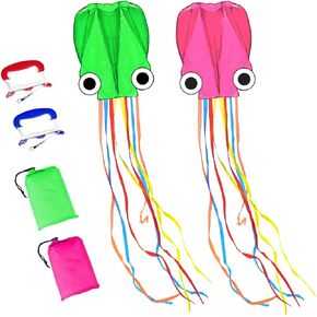 Large Octopus Kites for Kids and Adults - Easy to Fly, 28X158 3D Software Colorful Kite with Long Tails. Perfect for Beach and Outdoor Activities