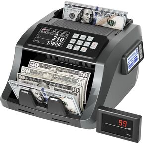 [Upgrade] YICHOING N65 Mixed Denomination Money Counter Machine, Value Counting, UV/MG/IR/DD Counterfeit Detection, 3.5" TFT Display Cash Counting Machine, Printer Enabled Bill Counter for Business