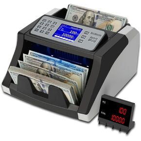 Money Counter Machine – Value Count & Counterfeit Detection Bill Counter USD EUR MXN CAD– Batch/Add – Large Color Screen– Fast Speed 1200 Notes/m Business Grade Money Counter – US Service Team