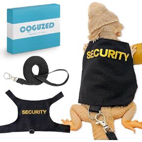 CoguZed Bearded Dragon Harness and Leash Set, Escape Proof Adjustable Lizard Leash and Reptile Harness for Walking, Cute Outfits for Bearded Dragon Costumes