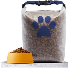(re) zip Roll Top Pet Food Storage Bag (14-Cup) | BPA-Free, Food Grade, Pet Safe, Travel-Friendly | Keeps Food Fresh for Camping, Dog Boarding, Weekend Getaways | Machine Washable | Cobalt Blue