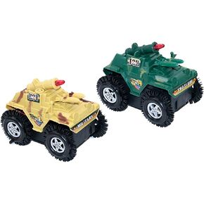 2 Pcs All Terrain 4-Wheel Drive Off-Road Trucks Toy, Electric Dump Truck Luminous Vehicle, Friction Powered Pull Back Cars, Somersault, Obstacle Climbing, Push and Go Tank Toy Gifts for Kids Ages 3+