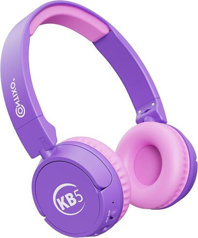سماعات رأس Contixo KB-5 للأطفال - سماعة رأس لاسلكية بلوتوث قابلة للطي فوق الأذن للأطفال - 85 ديسيبل مع حجم محدود - سماعات رأس للأطفال الصغار للأولاد والبنات (أزرق + أصفر) in Kuwait