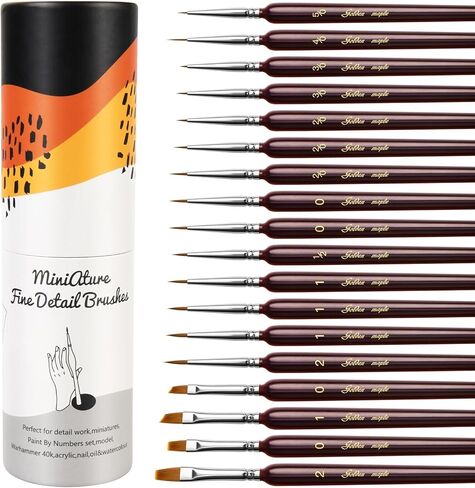 مجموعة فرش طلاء تفاصيل القيقب الذهبي، 18 قطعة من فرش الطلاء المصغرة للفنانين، فرش نموذجية، فرش تفاصيل دقيقة للنماذج الصغيرة، طلاء DND بالأرقام، ألوان مائية أكريليك للبالغين in Kuwait