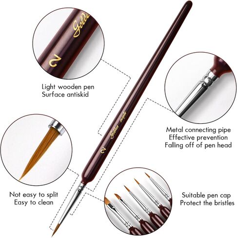 مجموعة فرش طلاء تفاصيل القيقب الذهبي، 18 قطعة من فرش الطلاء المصغرة للفنانين، فرش نموذجية، فرش تفاصيل دقيقة للنماذج الصغيرة، طلاء DND بالأرقام، ألوان مائية أكريليك للبالغين in Kuwait