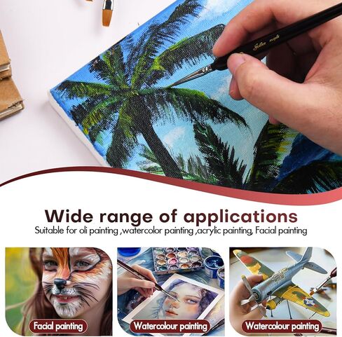 مجموعة فرش طلاء تفاصيل القيقب الذهبي، 18 قطعة من فرش الطلاء المصغرة للفنانين، فرش نموذجية، فرش تفاصيل دقيقة للنماذج الصغيرة، طلاء DND بالأرقام، ألوان مائية أكريليك للبالغين in Kuwait