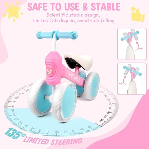Vvinca Baby Balance Bike for 1 Year Old Boys Girls, 10-24 Months Toddler Balance Bike with No Pedal 4 Silence Wheels Children First Birthday Toys Gifts in Kuwait