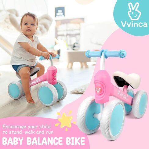 Vvinca Baby Balance Bike for 1 Year Old Boys Girls, 10-24 Months Toddler Balance Bike with No Pedal 4 Silence Wheels Children First Birthday Toys Gifts in Kuwait