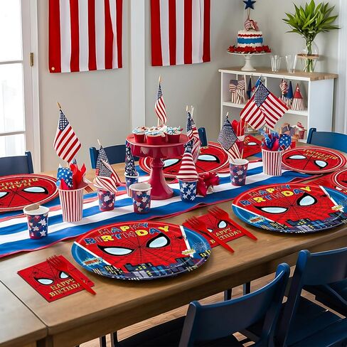 96 Pcs Spider Birthday Party Decorations Supplies Spider Plates Napkins Set Disposable Dinner Tableware Plates Napkins Forks for Spider Kids Birthday Party Decorations Serve 24 in Kuwait