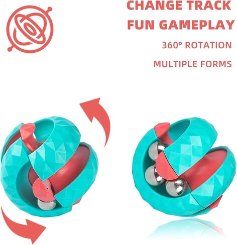 Orbit Ball Toys, Fidget Spinner Top Bead Ball Spinning Toy, Rotating Track Infinite Flip Change Puzzle Games Novelty Creative Stress Relieve Toys for Kids Children Adults (Red&White) in Saudi Arabia