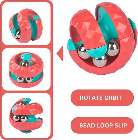 Orbit Ball Toys, Fidget Spinner Top Bead Ball Spinning Toy, Rotating Track Infinite Flip Change Puzzle Games Novelty Creative Stress Relieve Toys for Kids Children Adults (Red&White) in Saudi Arabia