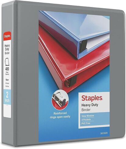 Staples 976041 2-Inch Staples Heavy-Duty View Binders with D-Rings Gray in Saudi Arabia