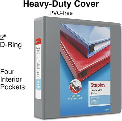Staples 976041 2-Inch Staples Heavy-Duty View Binders with D-Rings Gray in Saudi Arabia