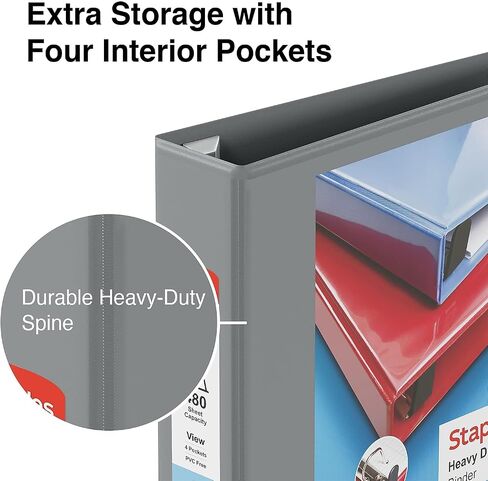 Staples 976041 2-Inch Staples Heavy-Duty View Binders with D-Rings Gray in Saudi Arabia