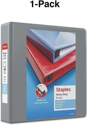 Staples 976041 2-Inch Staples Heavy-Duty View Binders with D-Rings Gray in Saudi Arabia